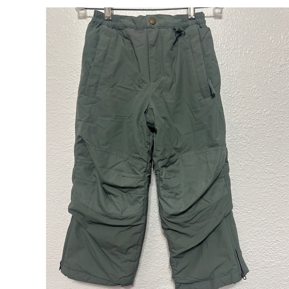 Lands End Kids Sage Green Insulated Snow Pants Reinforced Knee Size 6 Winter Ski